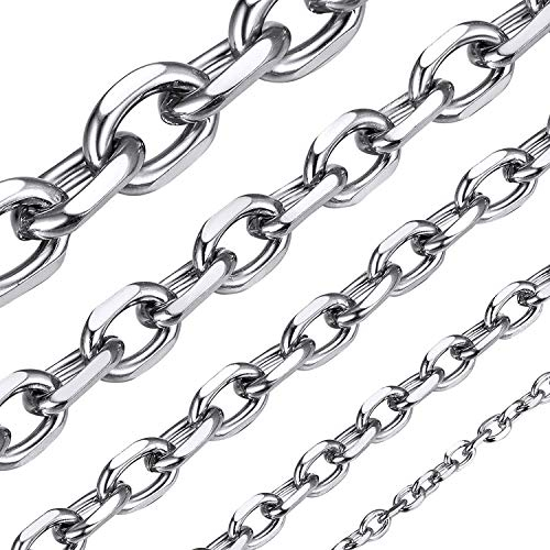 ChainsHouse Edelstahl Herren Kette ohne Anhänger Männer Halskette 3mm Ankerkette Silber Rolo Kette Jungen Rolokette Gliederkette 51cm Herren O-Kette Ersatzkette Halsreif Modeschmuck für Geburtstag