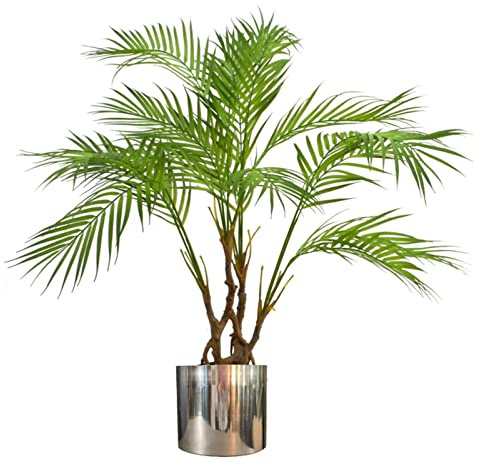 Leaf Large Realistic Artificial Palm Tree, Natural Areca Silver, 90cm