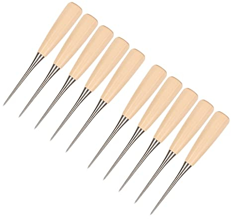 Punteruolo da Graffio in Pelle, 10 Pezzi Punteruoli con Manico in Legno per Cucire Fai da Te Punzonatura a Mano Taglierine a Ghigliottina e Pile Taglierine per Carta