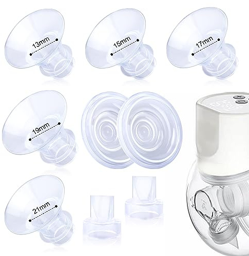 9 Pezzi Accessori per Tiralatte, Inserti Flangiati 13/15/17/19/21 mm, Compatibili con Momcozy S12 Pro/S9 Pro/S12/S9 Inclusi Membrana Tiralatte e Valvola a Becco d'Anatra