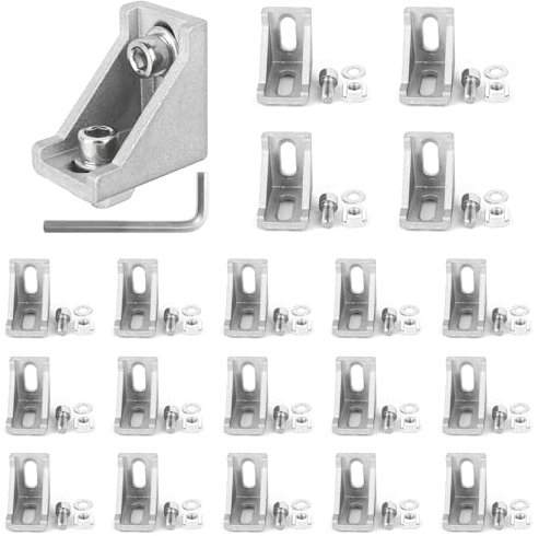 JiangLin 20x Aluprofil Winkel Befestigungsmaterial Aluprofil Verbinder 20x20,Aluminium Winkelverbinder Eckwinkel Eckverbinder Wandhalter 90 Grad Winkel Raster für Strebenprofil3D-Drucker,DIY-Projekte