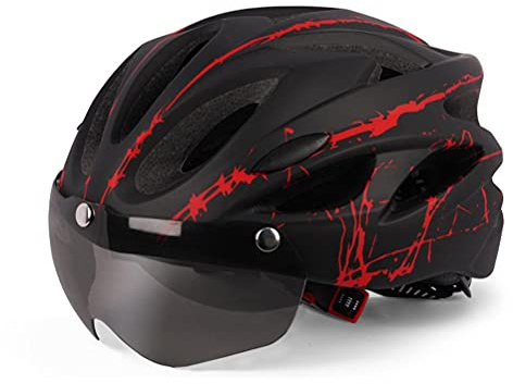 Fahrradhelm für Herren und Damen, Fahrradhelm mit Magnetischem Visier, 18 Atmungsaktive Belüftungslöcher, Einstellbar Rennrad Helm Schutzhelm Radhelm für Erwachsene (D)