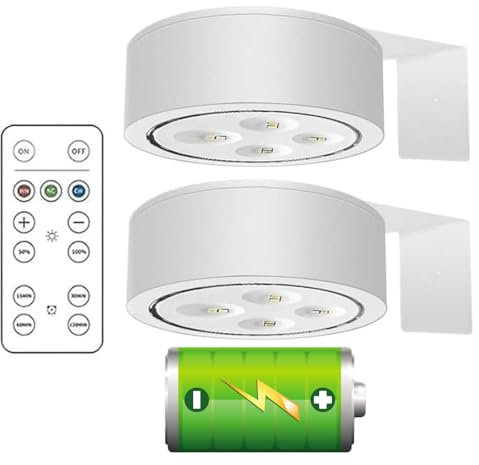 OUDIOHAI Luce Magnetica per Quadri, 2pcs Faretti LED per Quadri, Luci per Quadro da Parete con Telecomando, Applique Senza Fili, Lampada Adesiva Muro a Batteria Illuminazione Magnetica (Bianco)