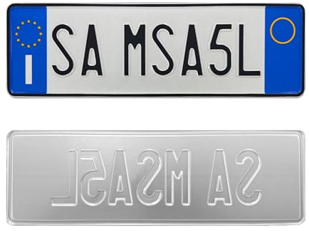 Targa Personalizzata Modello Anteriore in Alluminio Catarifrangente con Lettere e Numeri a Rilievo Made in Italy