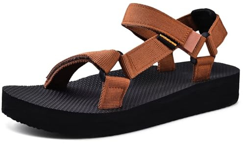 WateLves Womens-Sport-Sandals Hiking Sandals with-Arch-Support Webbing-Outdoor-Beach-Water-Sandals for Travel-Walking-Trekking-Camping(TB-HD-Dark brown,40)