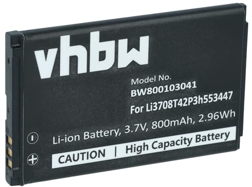 vhbw batteri ersättning för Li3708T42P3h553447, Li3707T42P3h553447 för mobiltelefon smartphone telefon (800 mAh, 3,7 V, Li-Ion)