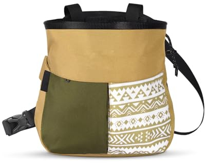 Keenso Bolsa de Tiza, Gran Capacidad para Deportes Al Aire con Fondo Trapezoidal, 700 G de Polvo, Bolsillo para Teléfono, Puntos Dobles para Colgar (Caqui pequeño)