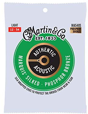 Martin Authentic Acoustic® Marquis® Silked Guitar Strings – Phosphor Bronze, Light Gauge | Warm, Balanced Tone with Bridge Protection | Silk-Wrapped Ball Ends