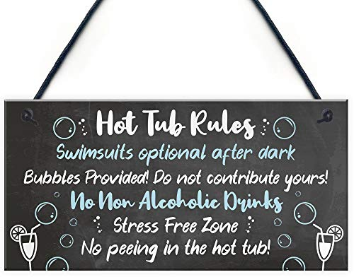 Red Ocean HOT TUB RULES Sign Hot Tub Signs And Plaques Shed Sign Summer House Plaque Home Decor Gift