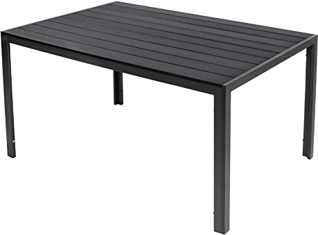 LINDER EXCLUSIV Gartentisch Aluminium Polywood Non Wood 150 x 90 cm schwarz