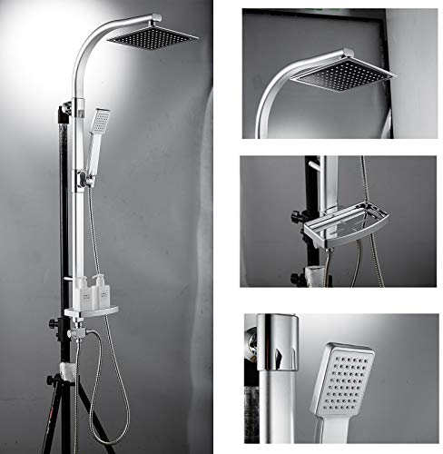 Chrom Duschsystem Duschset Regendusche Duscharmatur mit integrierter Kopfbrause Handbrause Brauseset Duschstange Duschsäule