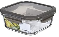LocknLock OVEN GLASS Frischhaltedosen Glas mit Deckel | 750 ml | 155 x 155 x 69 mm | Kühlschrank, Gefriertruhe & Spülmaschine | Borosilikat-Glas bis 400°C ofenfest | Mikrowellengeschirr mit Deckel