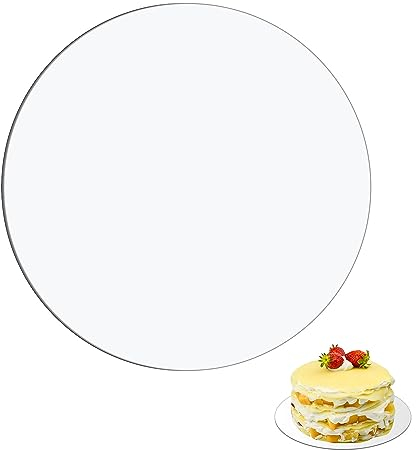 DRERIO 2 Pcs Acrylic Cake Discs Round Cake Boards 21cm Acrylic Cake Panel Clear Cake Plates Small Plastic Dessert Plates Transparent Circle Cake Bases Cake Sheets for Wedding Birthday Cakes