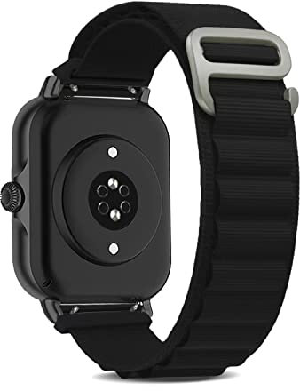 KeeFos Strap for Amazfit T-Rex 3 Pro 44mm/Active 2 Square/Active 2/GTR Mini/GTR 42mm/GTS 4/GTS 4 Mini/3/2e/2 Mini/2/Bip 3 Pro/Bip 3, Nylon Strap Sport Band - Black