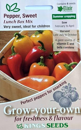Elixir Gardens Vegetable Seeds Packets UK |Over 40 Various Types Mix and Match | High Yield Excellent Germination from Kings Seeds | Pepper Sweet Snackbite