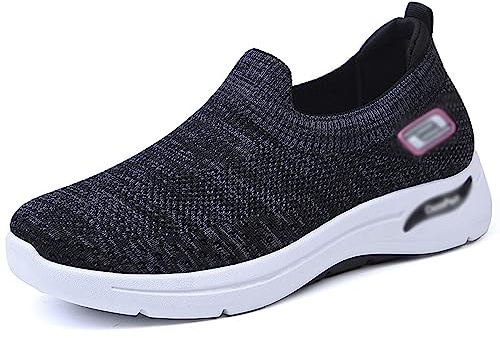 Baskets orthopédiques for femmes Soutien de la voûte plantaire Fasciite plantaire Chaussures de marche thérapeutiques Respirantes Chaussures de sport décontractées for femmes ( Color : Black , Size :