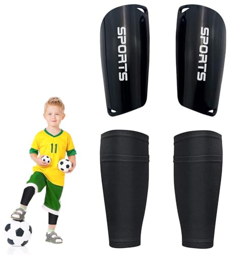 Schienbeinschoner Set,Schienbeinschoner Kinder Fussball,Jugendliche Fußball Shin Guards,Schienbeinschoner Fußball mit Anti-Rutsch Ärmel,Langlebige Schutz Socken Set für Jahre 3-8 Jungen y Mädchen