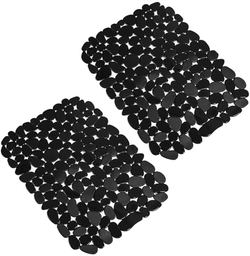 LEAZZLE Spülbeckenmatte, 2er-Set PVC Spülbeckeneinlage, 40x30cm Spülbeckenschutz Schutzmatte, Kieselsteinförmige Spülbecken Spritzschutzfür Küchenspülenboden