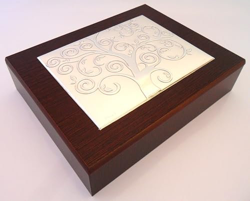 Generico L'ALBERO DELLA VITA IN ARGENTO cm18x14 PORTAGIOIELLI COFANETTO PORTAGIOIE IN LEGNO cm24x20x6 MADE IN ITALY -> TUO IN 24/48h