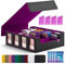 UAONO Trading Card Storage Box for Commander Display, 2400+ MTG Deck Box with 4 Toploader, TCG Card Case fits Magic PTCG Sports Cards(Black&Purple)