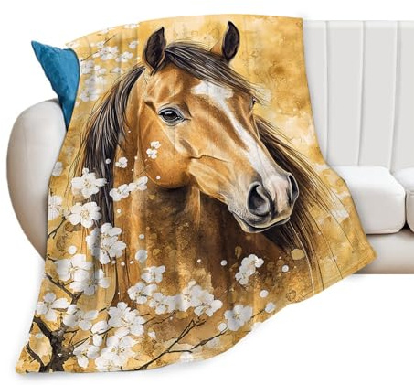 Baegopa Horse Blanket Gifts for Girls Horse Stuff Throw Blanket Cozy Plush Fleece Flannel Animal Flower Blankets for Lovers Decor Boys Women Men 50X40