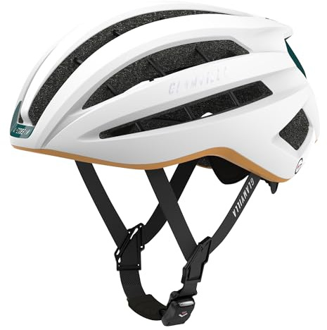 GLAMVILLA Casque de vélo de course pour homme et femme - Casque de vélo de ville et trekking pour compétition professionnelle - Ultra léger et ventilé - Avec boucle magnétique squelette (blanc, M)