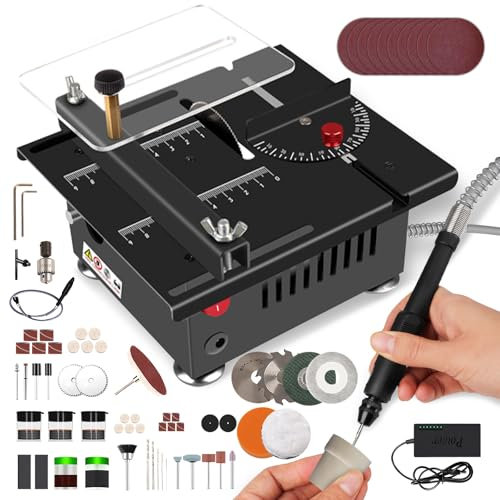 Mini Sierra de Mesa Para Manualidades,Mini Sierra de Mesa de 100w De Potencia,PequeñA Sierra de Mesa PortáTil,7 Velocidades Ajustables,Corte De 0-90°,Para Bricolaje,Madera,AcríLico Y Corte de Pcb