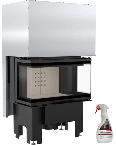 KRATKI Kit per caminetto Home Easy Box | Inserto camino 7 kW | 180,1 x 84,2 cm | Nero | Inserto riscaldante con doppia porta sistema di apertura a sinistra e destra | 2. BimSchV 15a B-Vg | Pulitore