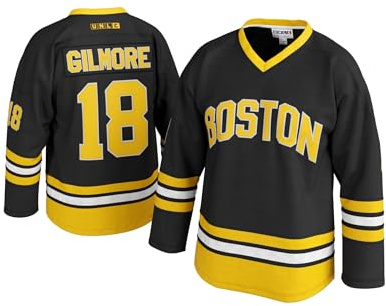 UNLC Happy Gilmore #18 Kinder Hockeytrikot - 90er Jahre Comedy-inspirierter Throwback, genähte Buchstaben, Jugendgrößen S-XL, Schwarz, Klein