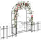 LEADZM Rosenbogen mit Tür und Zaun – 348x58x220 cm – Stabile und wetterfeste Metall-Rosenbogen für Kletterpflanzen, Garten und Hochzeit, Schwarz
