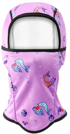SEYUFN Pasamontañas de invierno para niños, pasamontañas, pasamontañas para niños, pasamontañas, bicicleta, niña, gorro de esquí, B-rosa sirena, 2-8 años