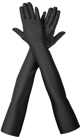 FUGLUS Handschuhe Lang, 1 Paar Handschuhe Elegant Damen, Satin Classic Abendhandschuhe, 1920er für Classic Opera Party Halloween Karneval Kostüm etc