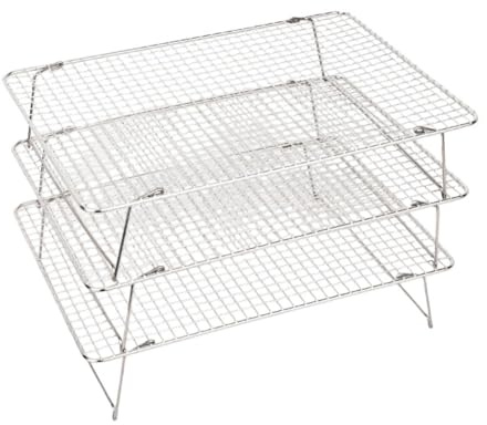 NiuLumea Lot de 3 grilles de refroidissement empilables pour gâteaux 41,9 x 30,5 cm avec grille en acier inoxydable 304 pour pâtisserie, griller et pâtisserie – Argenté