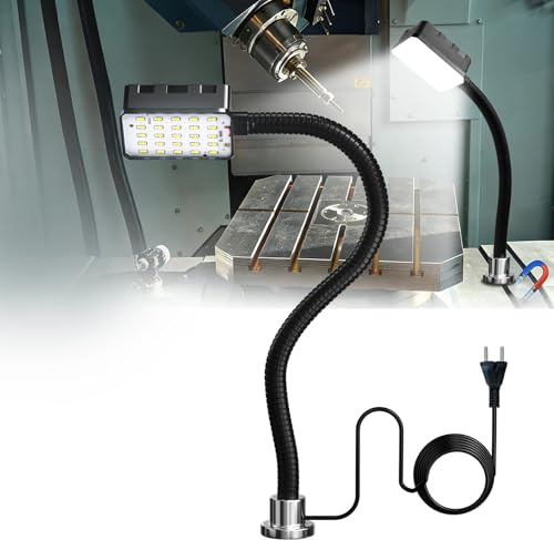 Lampada da lavoro magnetica, LED 15W 6000K per macchine, con collo d'oca flessibile e base magnetica potente, per banco da lavoro, cucito, tornio, barbecue, officina, illuminazione industriale
