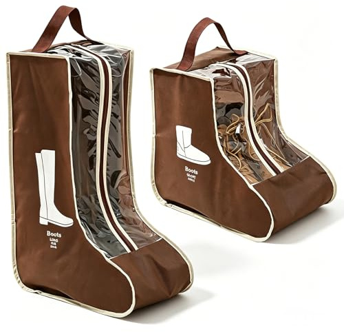 2 Set Boot Storage Bag for Travel and Daily Use | Portable Walking Boot Bag, Non-Woven Fabric Boots Storage, Shoe Bags with Zipper and Handle for Storing Long and Short Boots