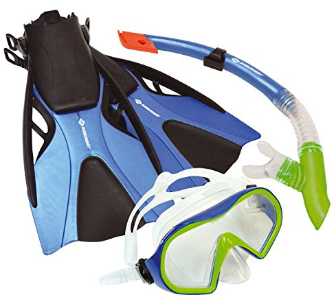 Schildkröt® Schnorchelset Cayman 3-teilig, Brille, Schnorchel, Flossen verstellbar Größe 43-47, ABC Set, Tauchset für Erwachsene & Jugendliche, hochwertiges Silikon, perfekte Passform, 940002