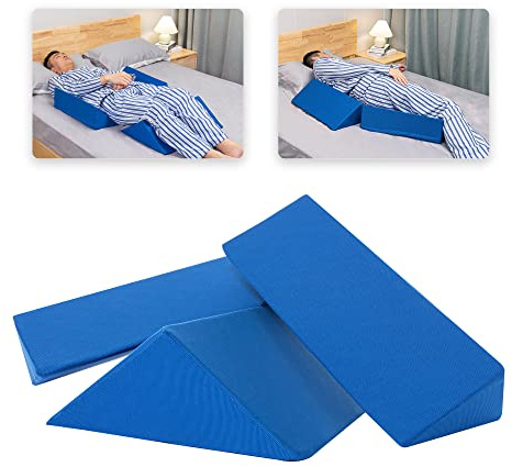 Fanwer Cuscino a cuneo per il posizionamento durante il sonno laterale (3 in 1), cuscini a cuneo triangolari da 40 gradi e posizionatori per il corpo per il mal di schiena, prevenzione delle piaghe da