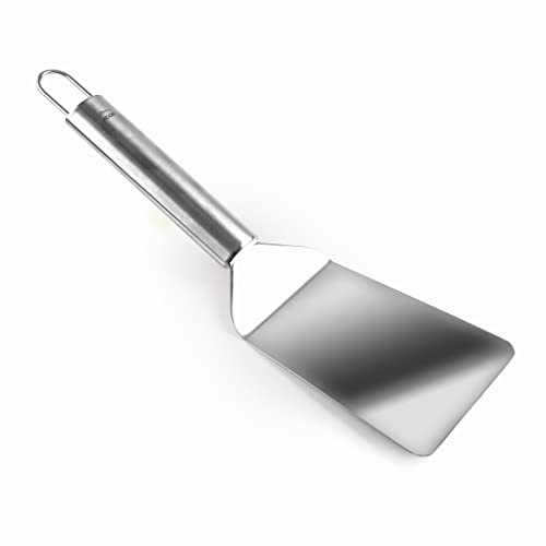 Lacor - 60266 - Espátula Acodada BBQ, Acero Inoxidable, Mango Ergonómico, Apto para Lavavajillas, 28 cm, Inox