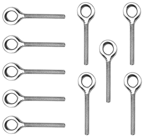 YDHfdc 10 Piezas M6 Perno de Anillo Pernos de ojo de acero inoxidable Cáncamo de vástago largo Adecuado Para Fijar y Colgar Artículos