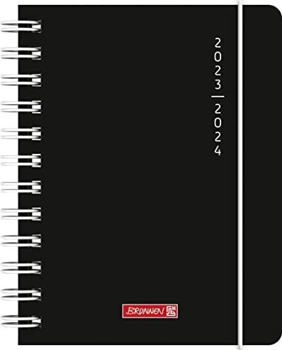 BRUNNEN Dagskalender Plain Black 2023/2024 A6 svart 1 sida = 1 dag, lör + så på en sida