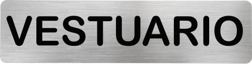 Becral® - Señal de acero inoxidable VESTUARIO | Placa puerta INOX | Señal informativa | Cartel Puerta 200X50mm