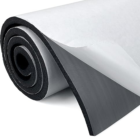 Plaque de mousse en néoprène auto-adhésive multifonction - Rouleau de mousse - Isolation acoustique - Antidérapant - Absorption des chocs (300mm X 12mm X 3m, Noir)