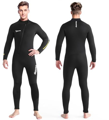 Owntop 5 mm neoprendräkter för män - vuxna neopren dykdräkt, dragkedja fram full längd, flexibel extremt varm för kallt vatten dykning, svart 3XL