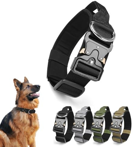 Ledeak Taktisches Hundehalsband mit Griff, Verstellbares Anti Zieh Breites Hunde Halsband Gepolstert, Dog Collar mit Metallschnalle erziehungshalsband für Hunde (Schwarz, XL)