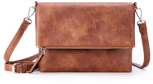 KALIDI Kleine Damen Umhängetaschen Veganes PU Leder Handtasche Crossbody Schultertasche Diebstahlschutz Mehrfach Taschen mit Verstellbar Abnehmbar Schultergurt Braun