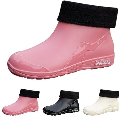 Botas de lluvia para mujer, botas de goma impermeables, botas de lluvia ligeras, botas de lluvia para mujer, acolchadas, botas de jardín de lluvia, botas de PVC, para exteriores, jardinería, chelsea,
