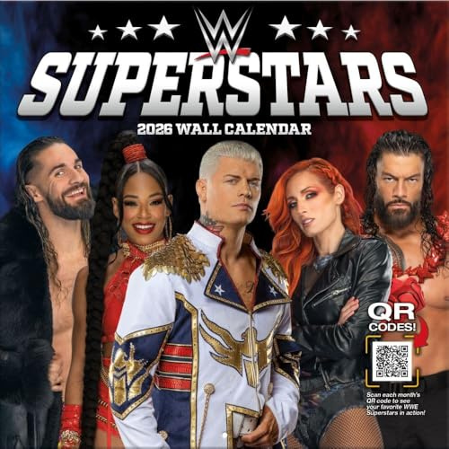 2026 CALENDAR WWE SUPERSTARS MONTH TO VIEW SQUARE WALL CALENDAR OFFICIAL PRODUCT