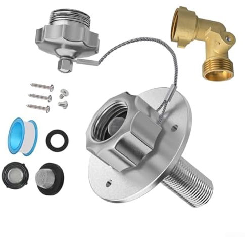 Entrée d'eau pour camping-car avec clapet anti-retour et connecteur coudé pour tuyau, débit d'eau stable et fiable