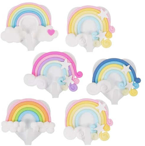 Veemoon 6 pièces Crochets Muraux Décoratifs Forme de Cœur de Crochets Arc-ciel pour Vêtements et Serviettes Patères Murales Pratiques et Robustespour Salle de Bain et Chambre