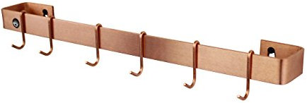 Enclume WR3 SCP Barra de utensilios de pared con 6 ganchos, 36 pulgadas, cobre cepillado